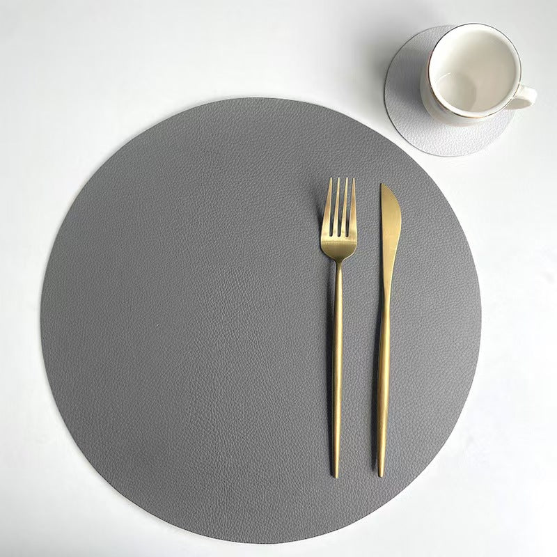 Dual-Color Leather Placemat and Coaster Set - Futu With . . .