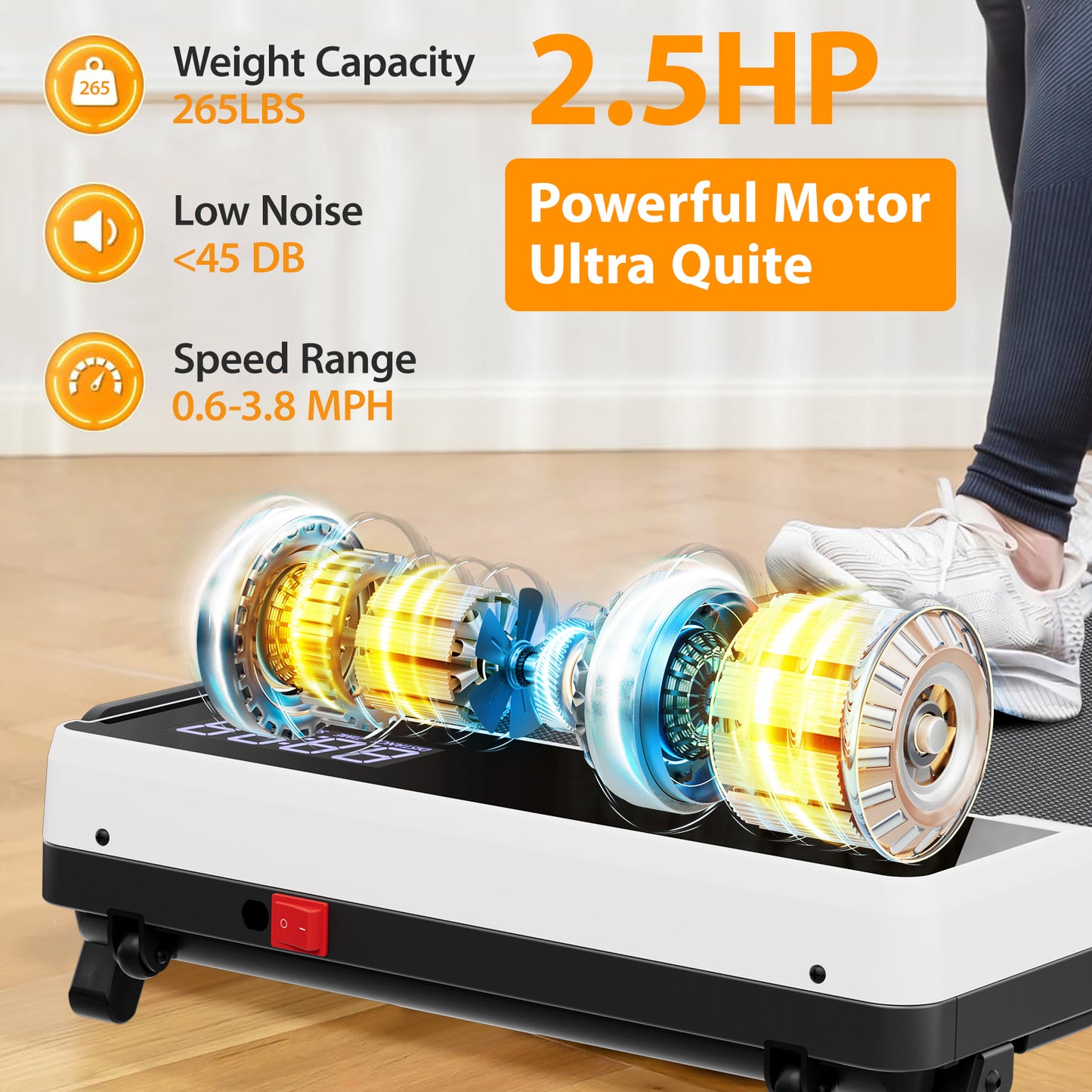 Incline Walking Pad Treadmill with Handrail