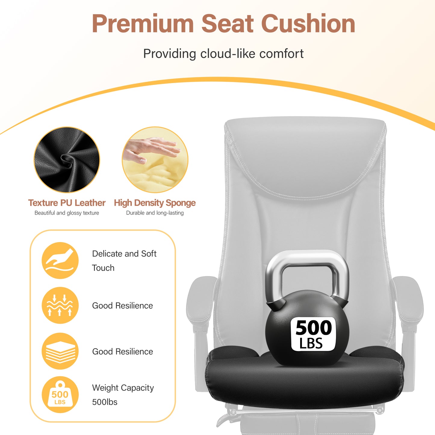 Ergonomic Leather Office Chair with Footrest