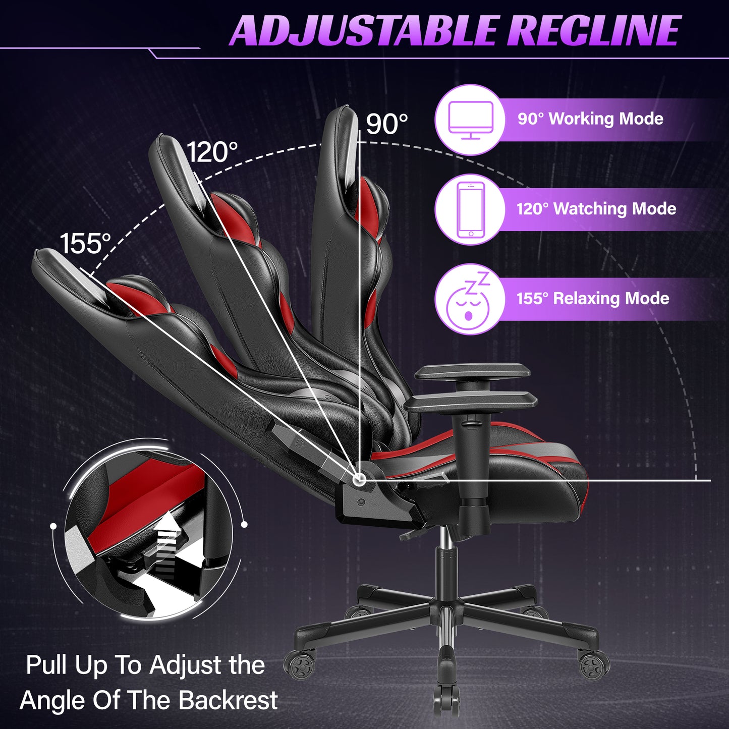 Ergonomic Gaming Chair PU Leather Recliner