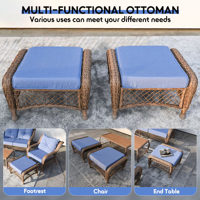 6 -Piece Wicker Patio Sofa Set with Coffee Table