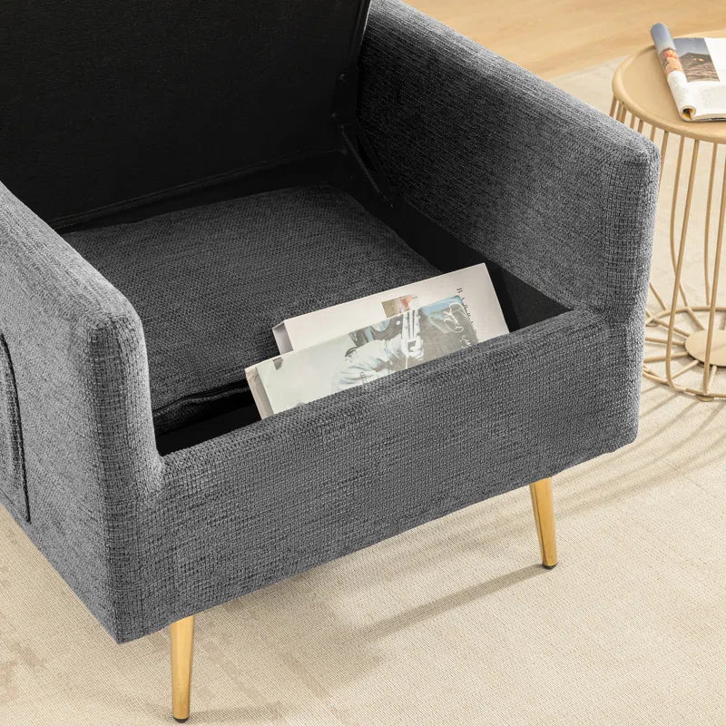 Linen Classic Armchair with Hidden Storage
