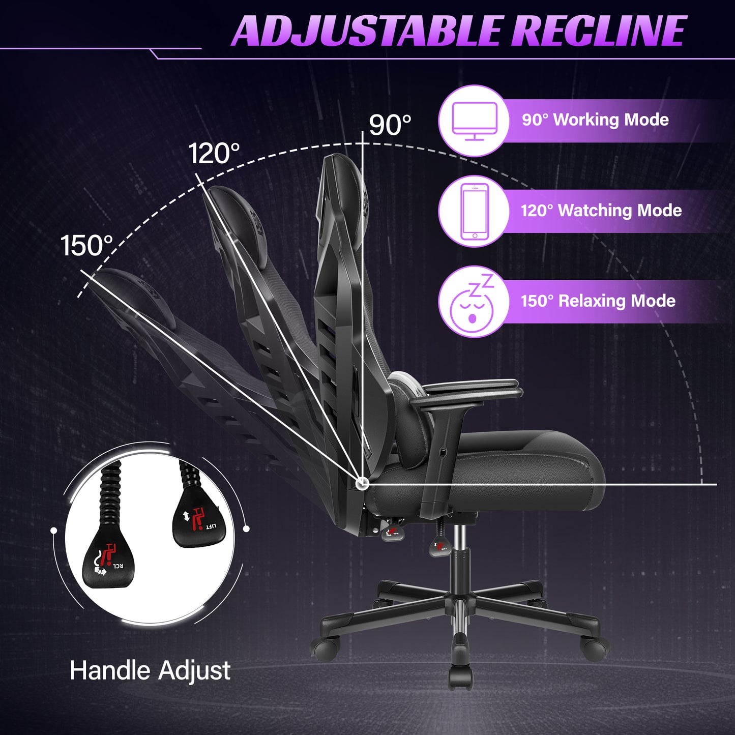 Reclining Ergonomic PU Leather Gaming Chair