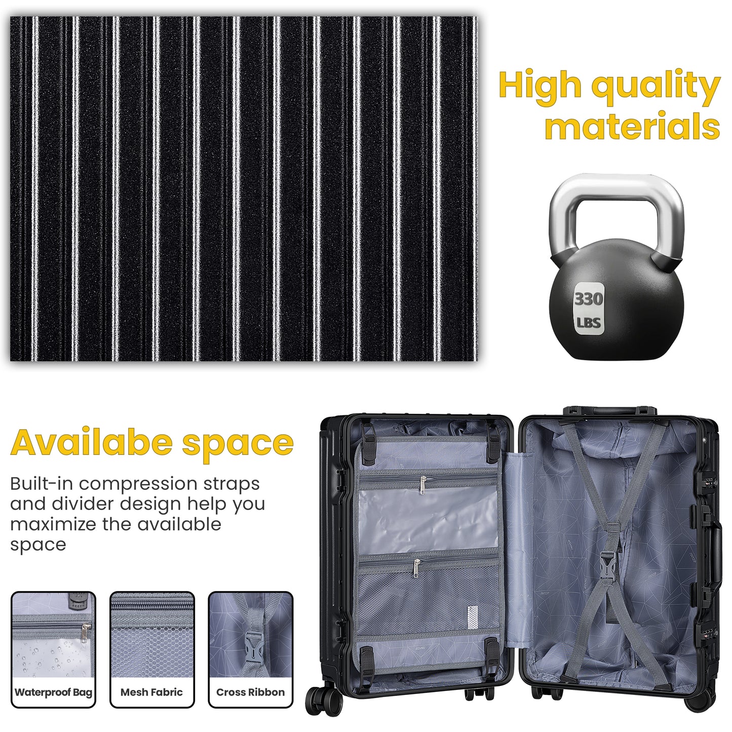 Lightweight ABS Suitcase with TSA Lock & Spinner Wheels