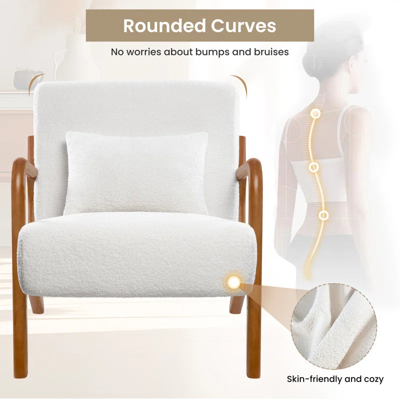 Sherpa Accent Chair with Curved Armrests