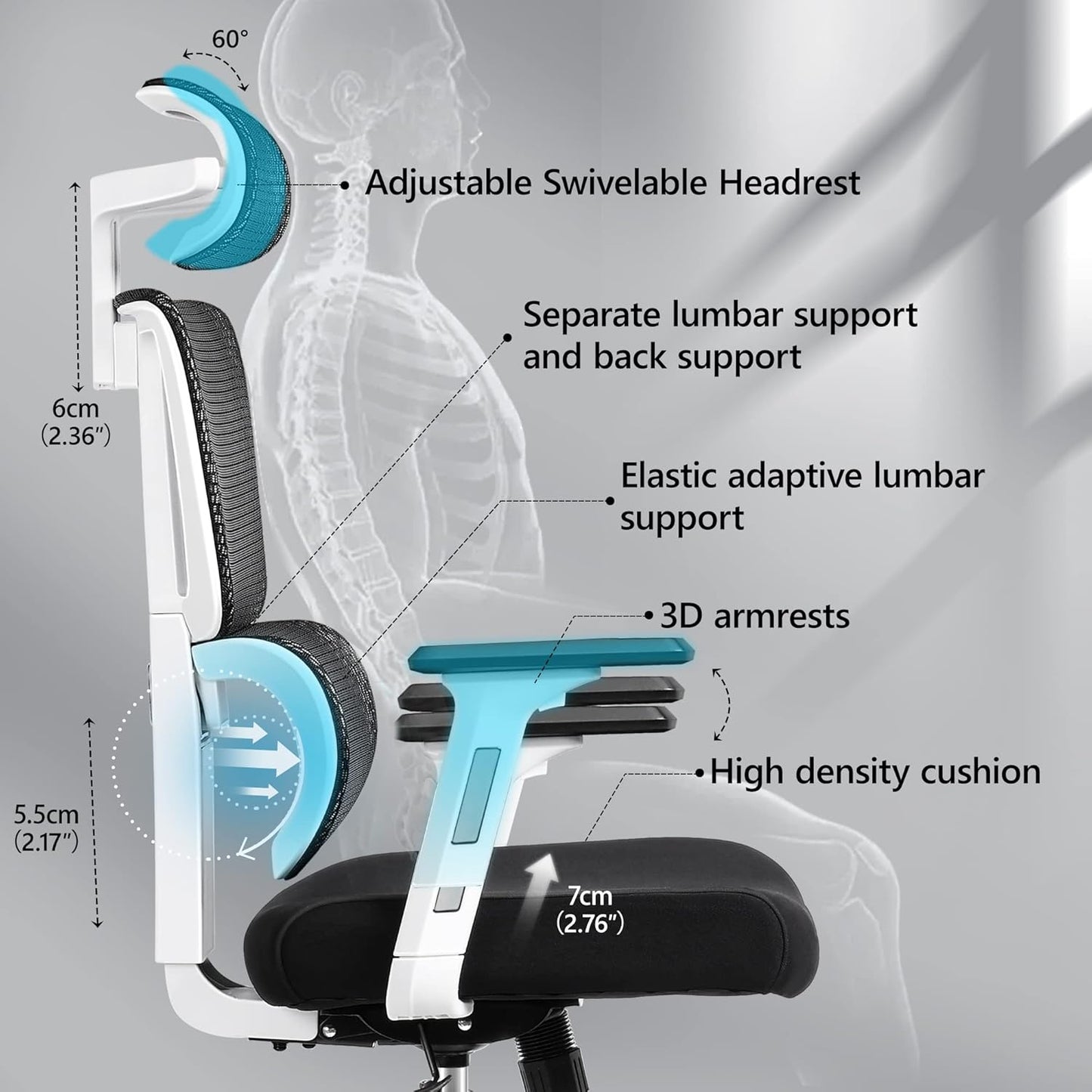 Ergonomic High Back Office Chair Adjustable Headrest