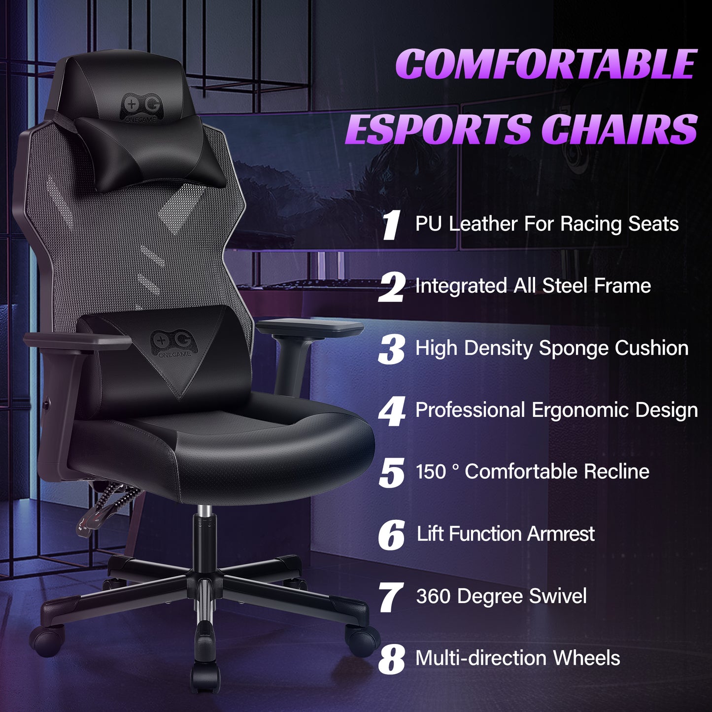 Reclining Ergonomic PU Leather Gaming Chair