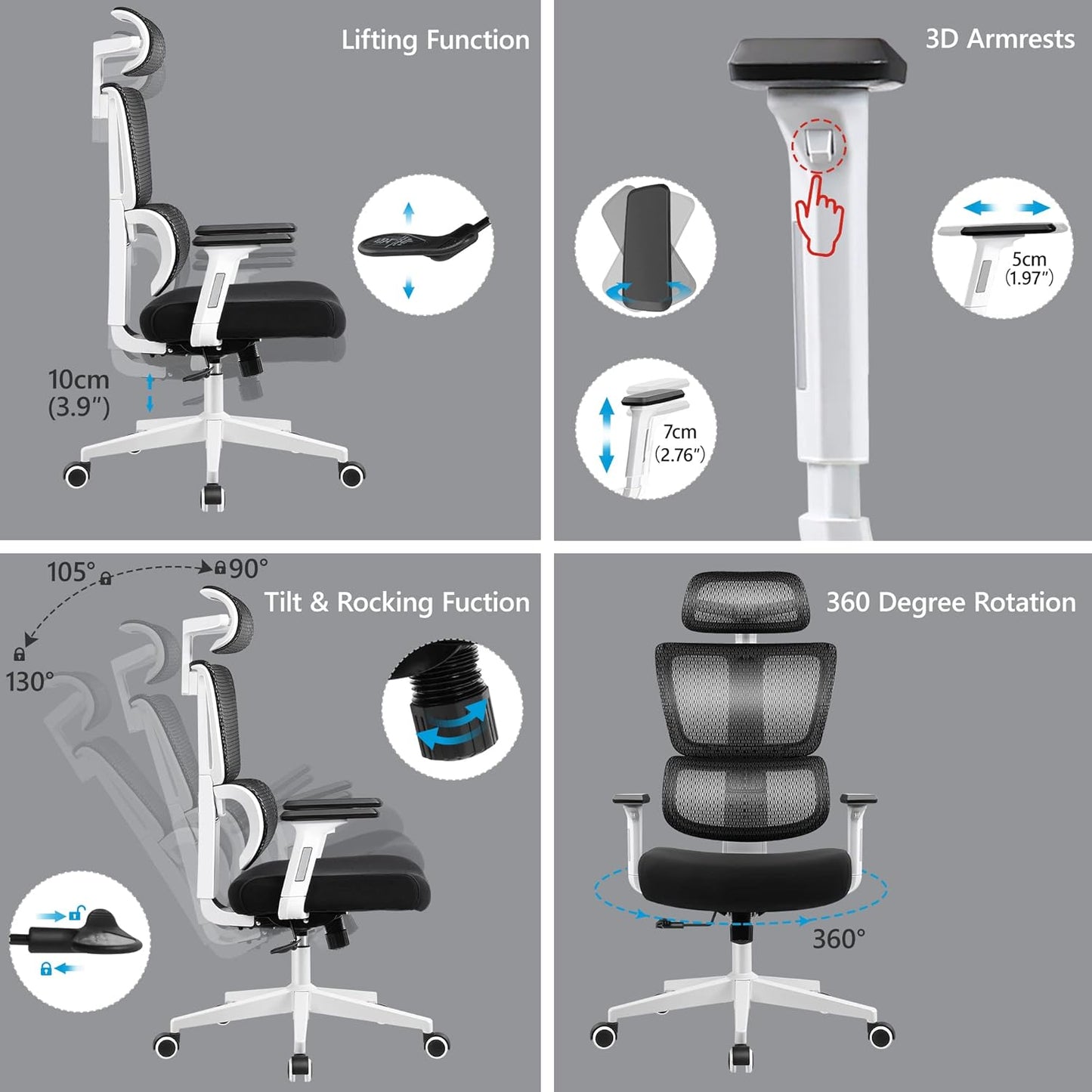 Ergonomic High Back Office Chair Adjustable Headrest