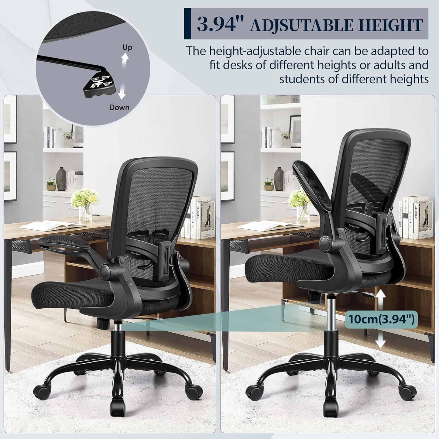 Ergonomic Mesh Office Chair with Flip Up Arms