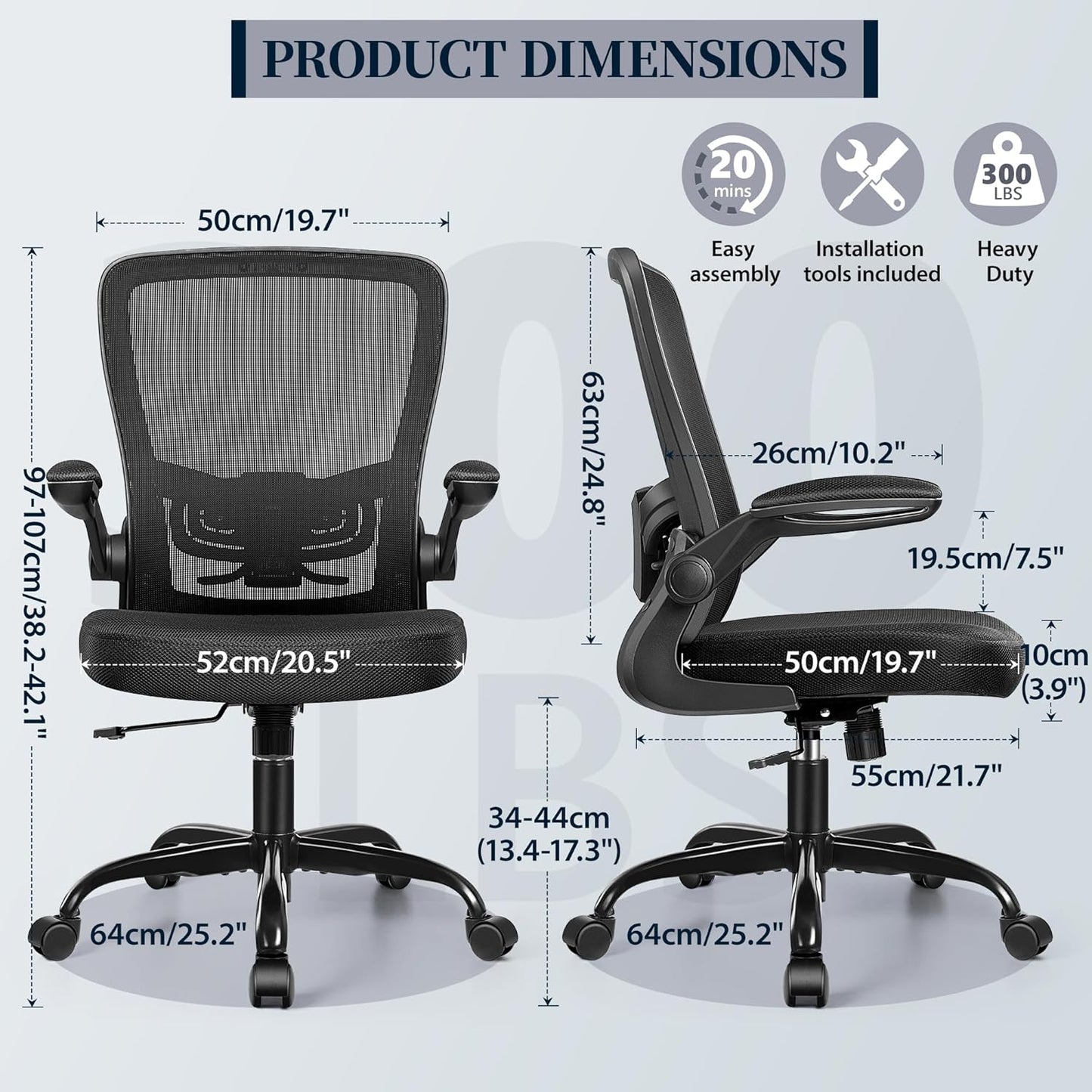 Ergonomic Mesh Office Chair with Flip Up Arms