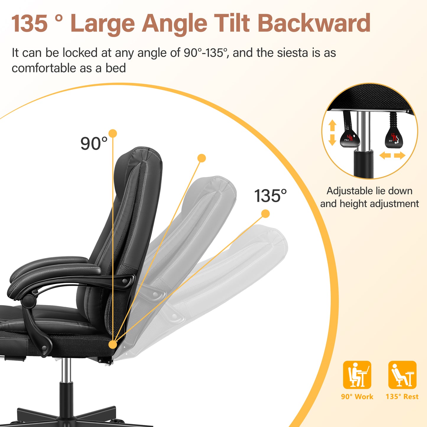 Ergonomic Leather Office Chair with Footrest
