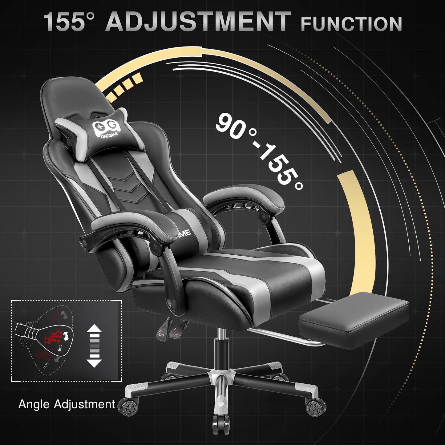 Ergonomic Gaming Chair with Footrest Recliner