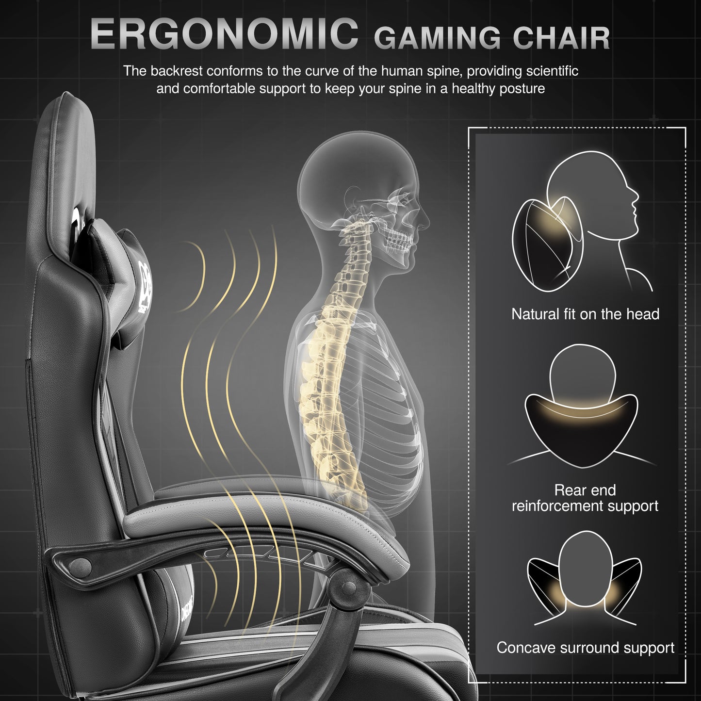 Ergonomic Gaming Chair with Footrest Recliner