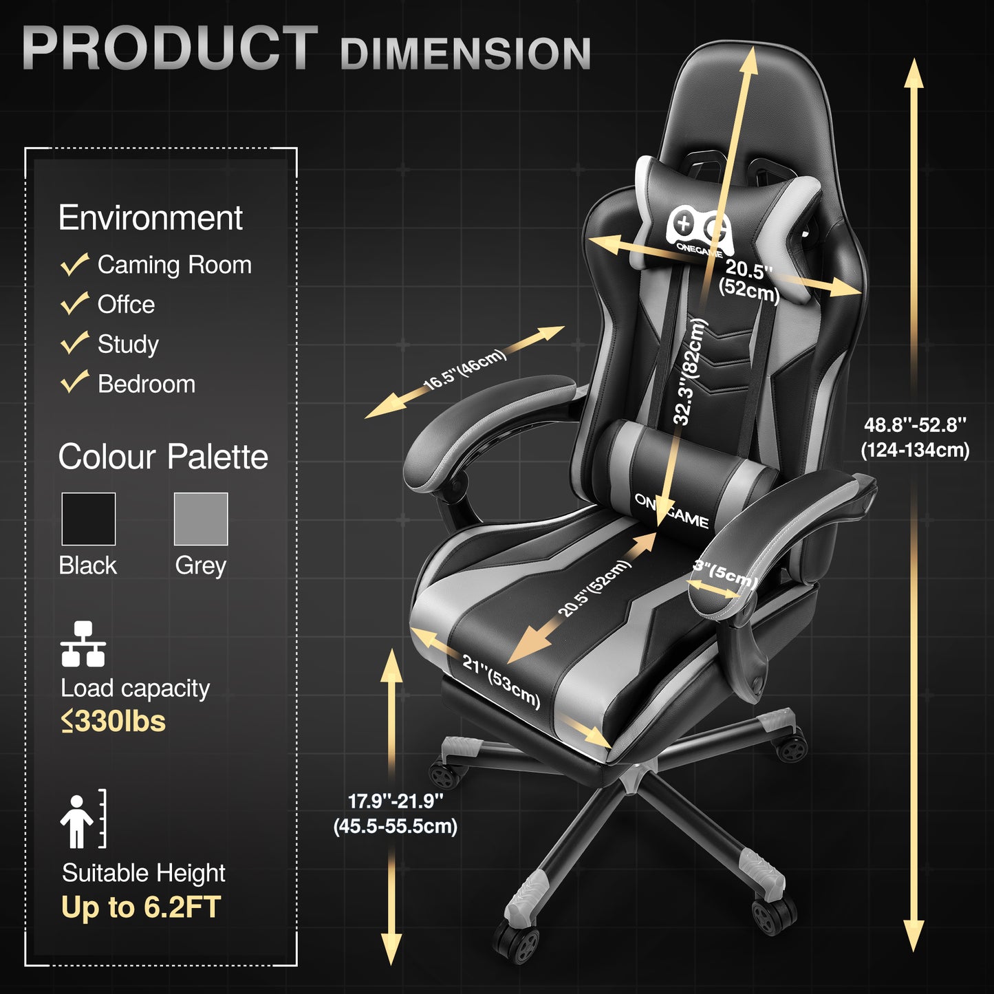Ergonomic Gaming Chair with Footrest Recliner
