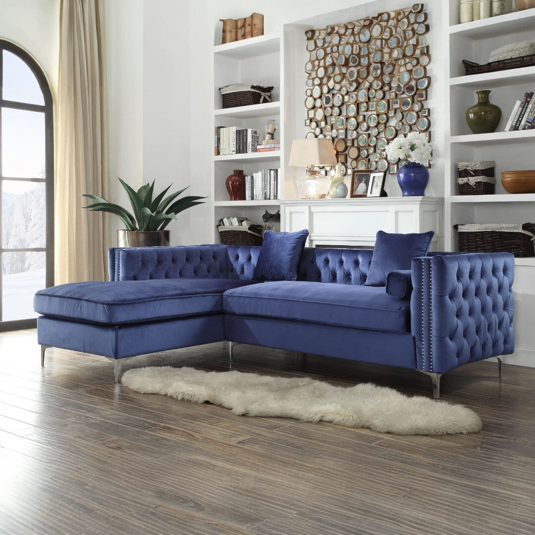Da Vinci Velvet Left Facing Sectional Sofa - Futu With . . .