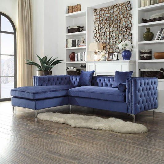 Da Vinci Velvet Left Facing Sectional Sofa - Futu With . . .