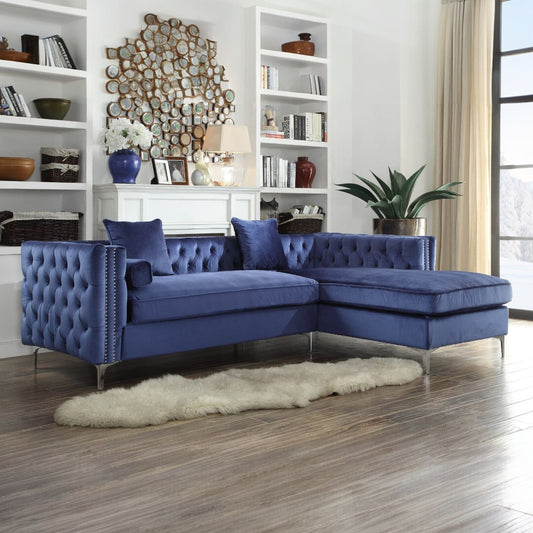 Da Vinci Velvet Right Facing Sectional Sofa - Futu With . . .