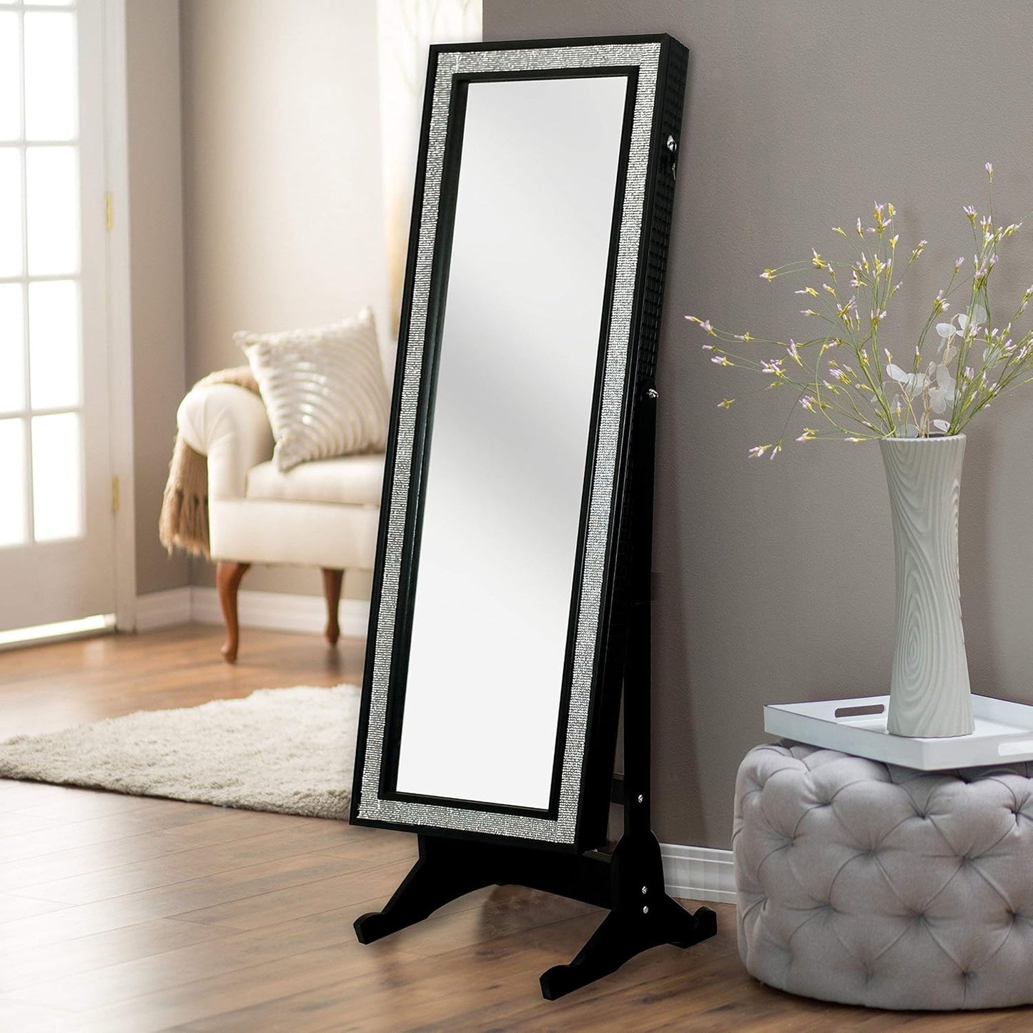 Glitzy Storage Armoire Cheval Mirror - Futu With . . .