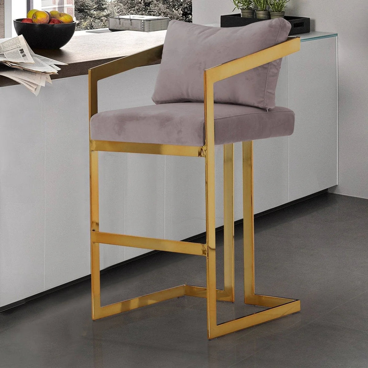 Lola Velvet Counter Stool Chair - Futu With . . .