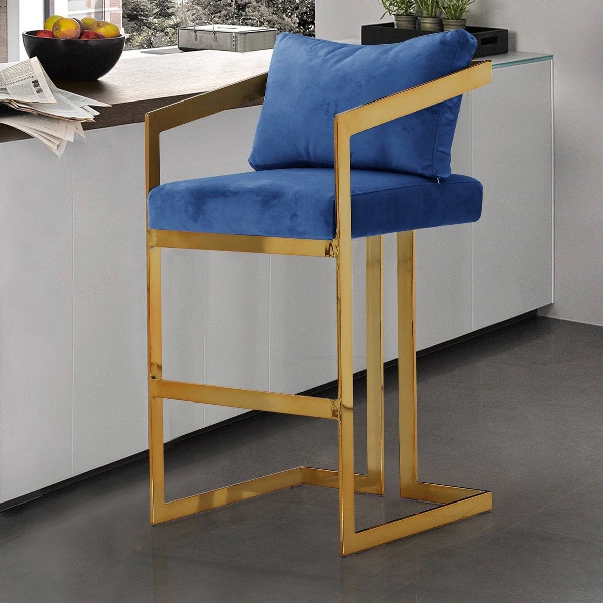 Lola Velvet Counter Stool Chair - Futu With . . .