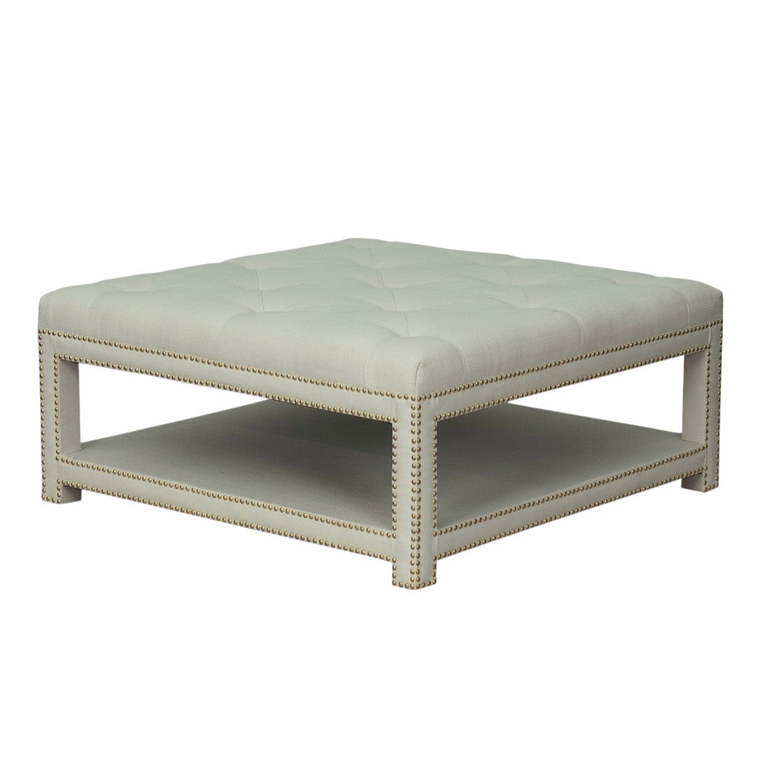 Quinn Coffee Table Ottoman 2-Layer Linen Bench - Futu With . . .