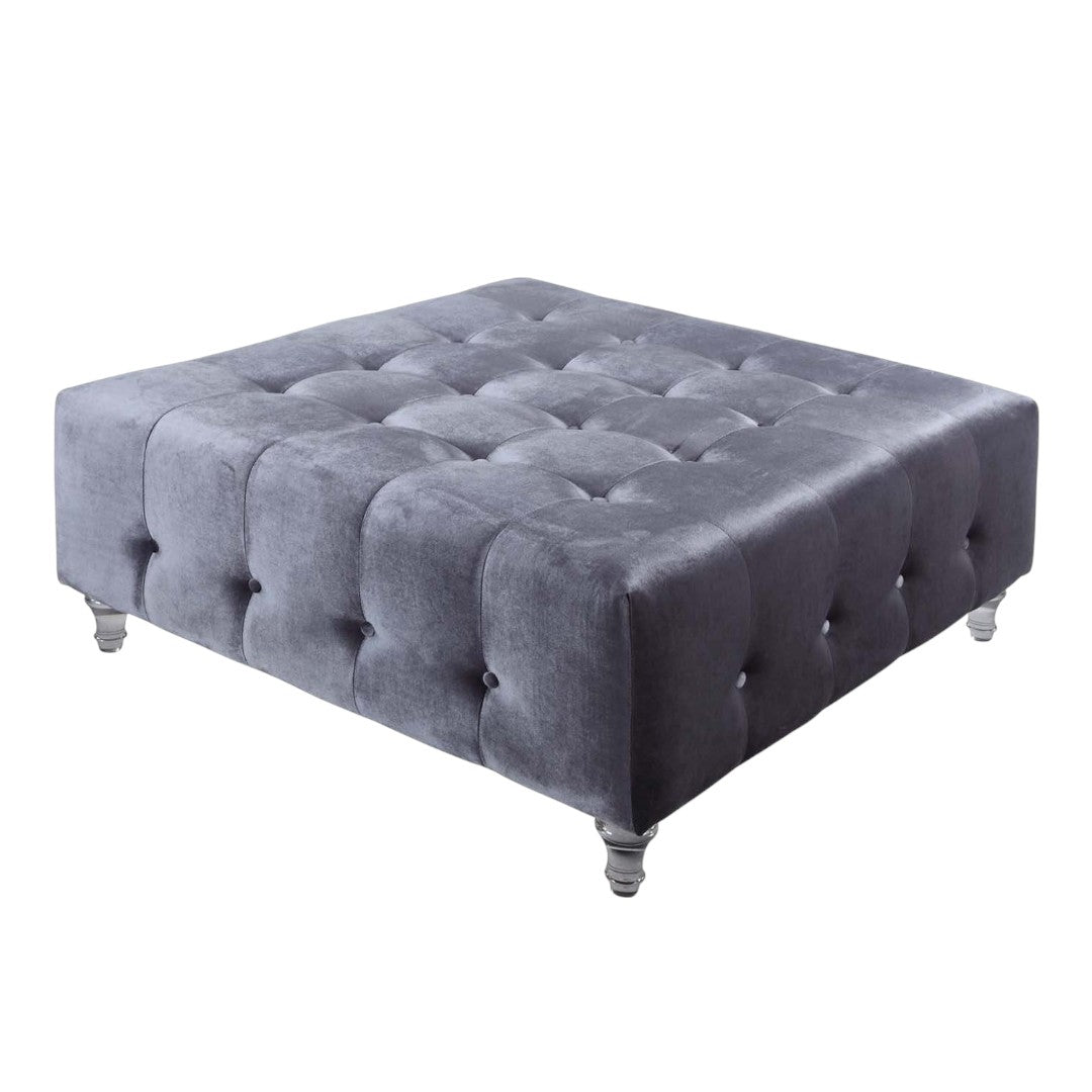 Samson Velvet Button Tufted Ottoman - Futu With . . .
