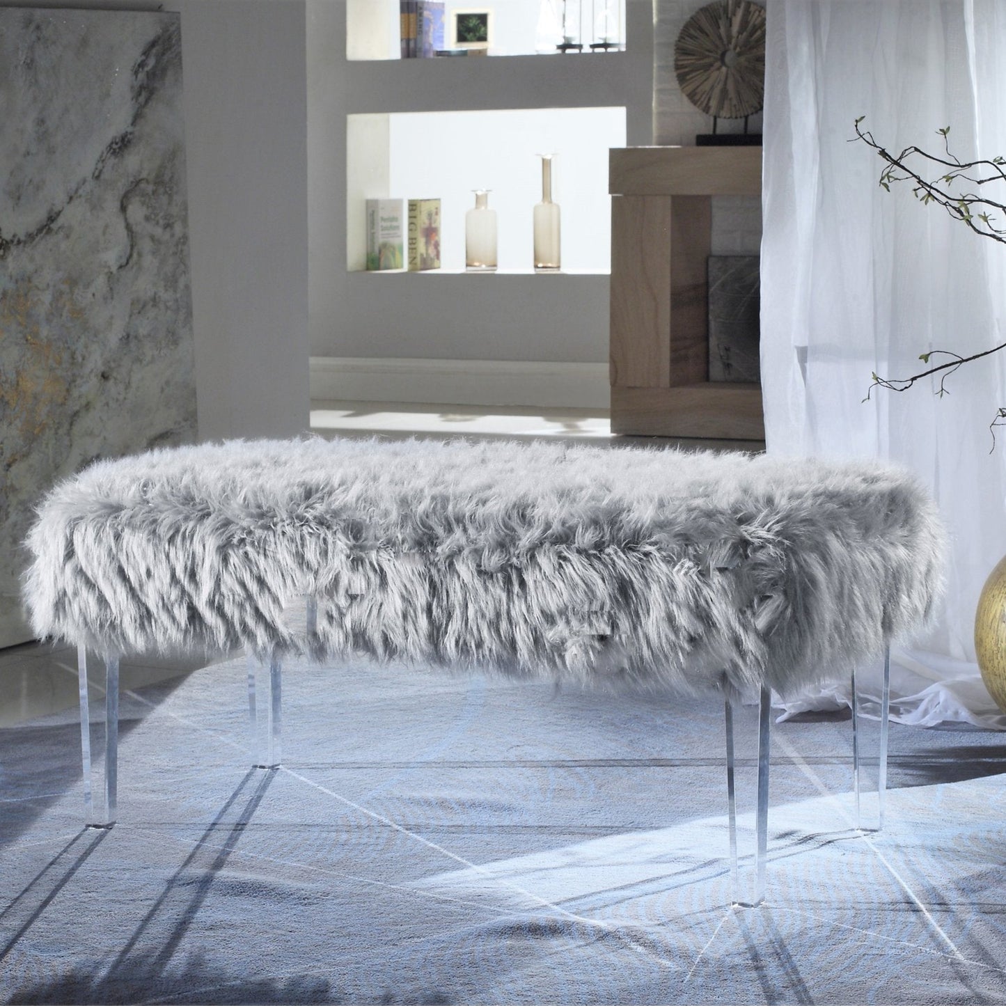 Samuel Faux Fur Bench - Futu With . . .