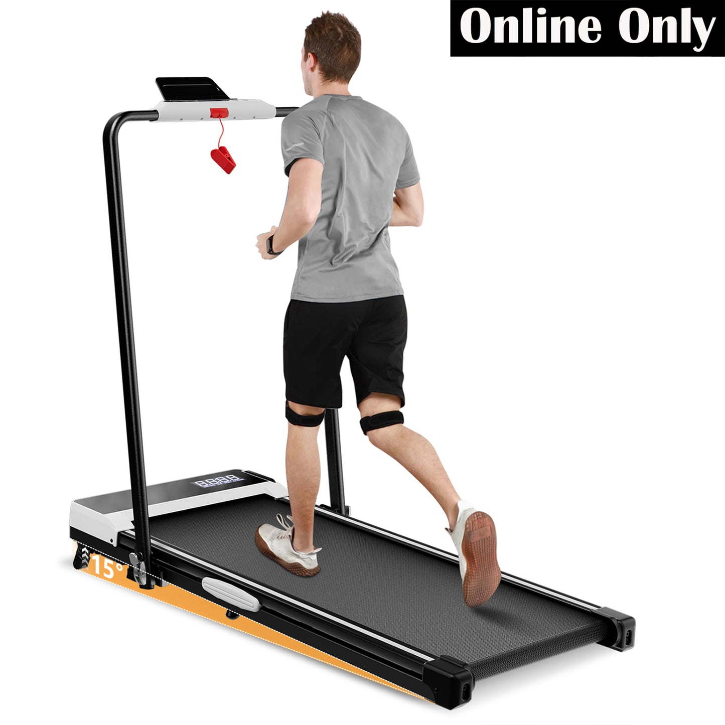 Incline Walking Pad Treadmill with Handrail