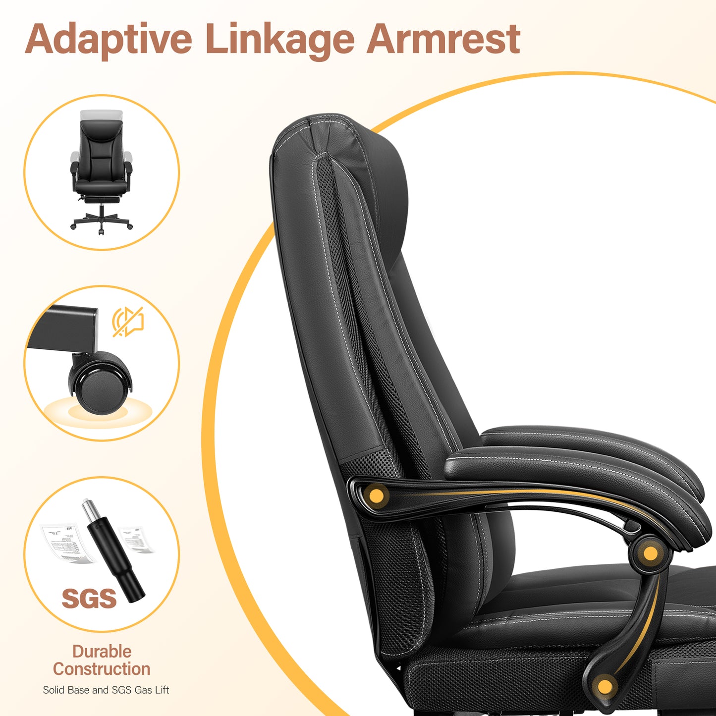 Ergonomic Leather Office Chair with Footrest