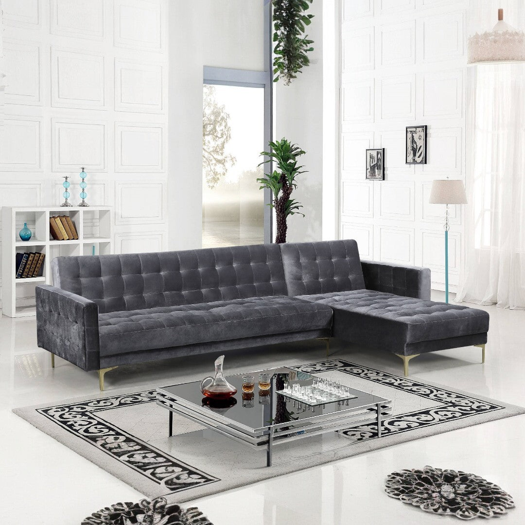 Amanadal Velvet Right Facing Sectional Sofa - Futu With . . .