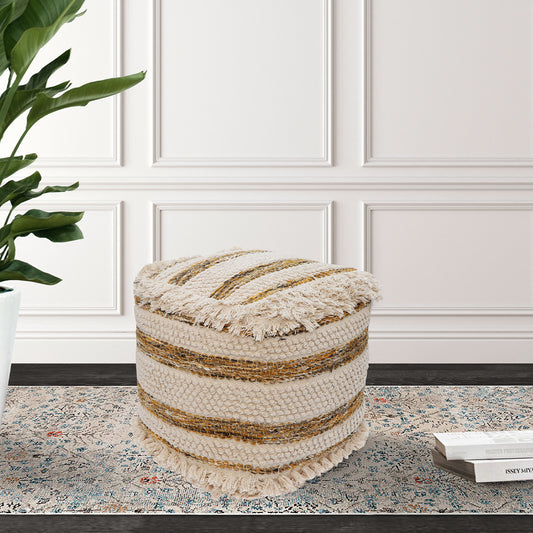 Avis Cotton Wool Square Ottoman Pouf - Futu With . . .