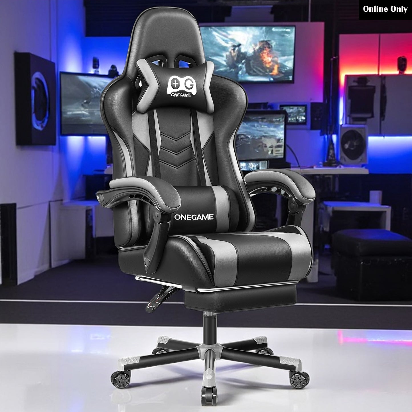 Ergonomic Gaming Chair with Footrest Recliner
