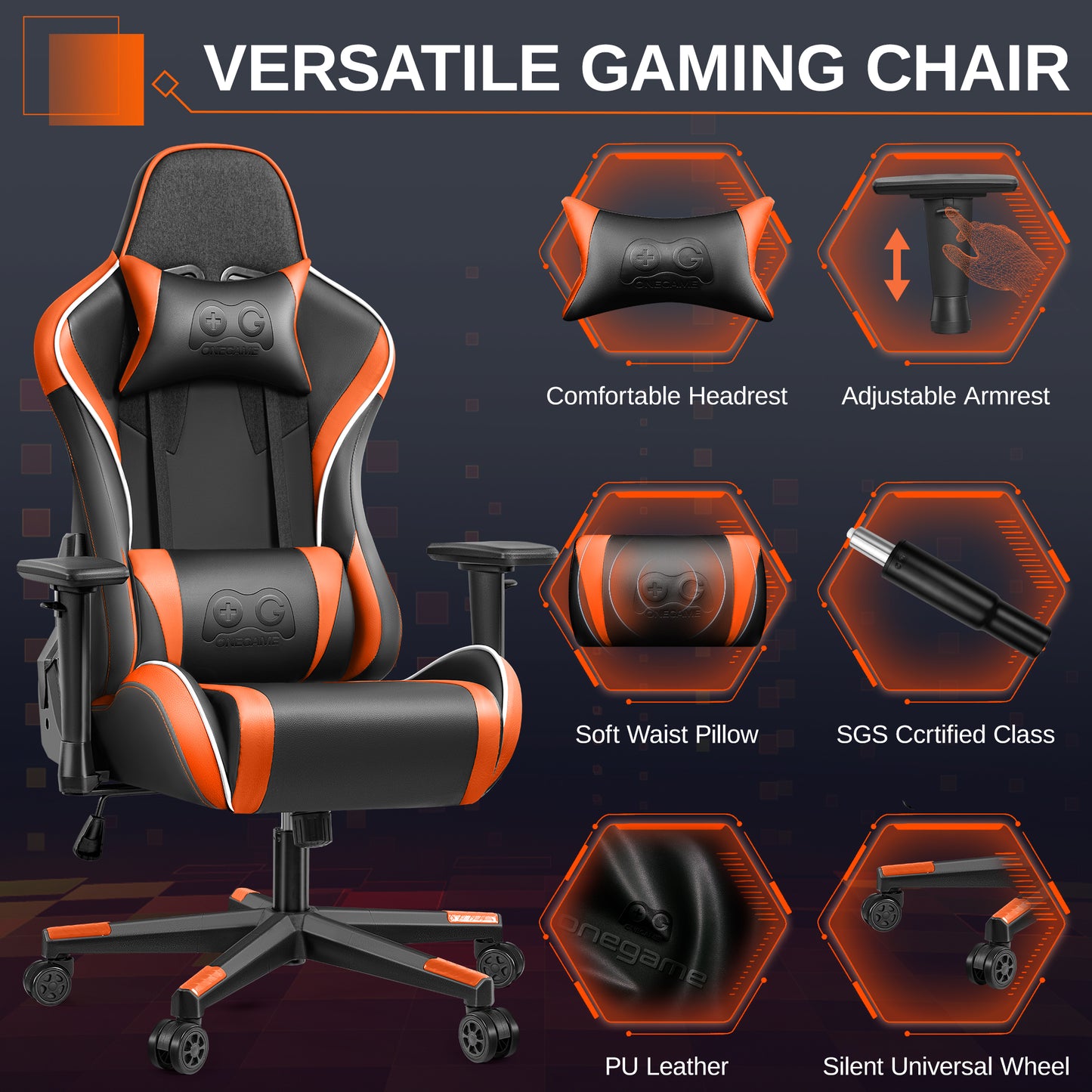 Ergonomic Gaming Chair with 3D Armrests