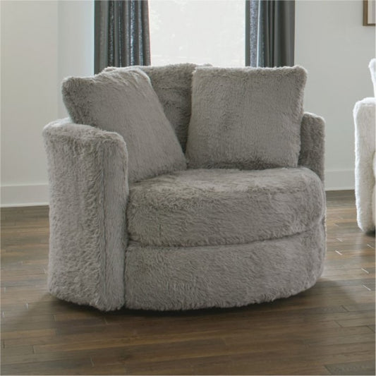 Corcoran Fluffy Swivel Single Sofa - Gray