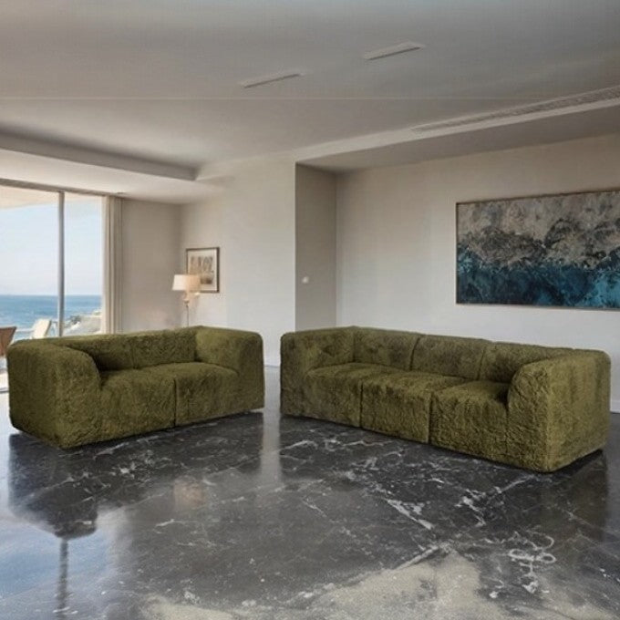 Nappo Fluffy Loveseat - Olive Green
