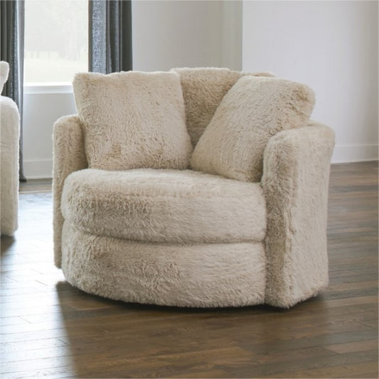 Corcoran Fluffy Swivel Single Sofa - Beige