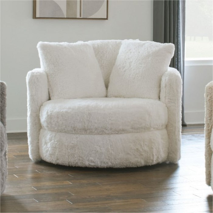 Corcoran Fluffy Swivel Single Sofa - White