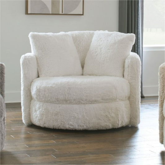 Corcoran Fluffy Swivel Single Sofa - White