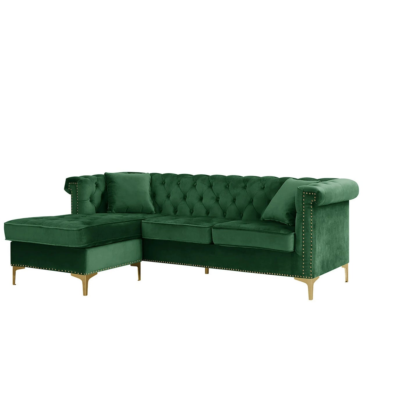Ohau Velvet Left Facing Sectional Sofa - Futu With . . .
