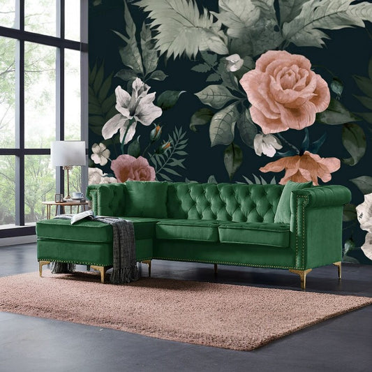 Ohau Velvet Left Facing Sectional Sofa