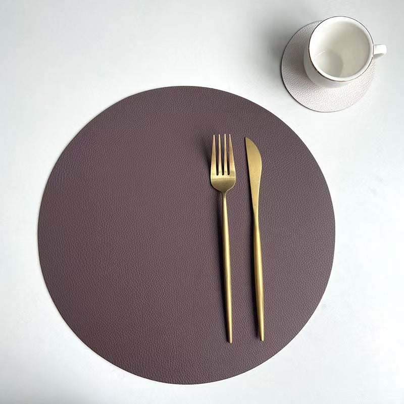 Dual-Color Leather Placemat and Coaster Set