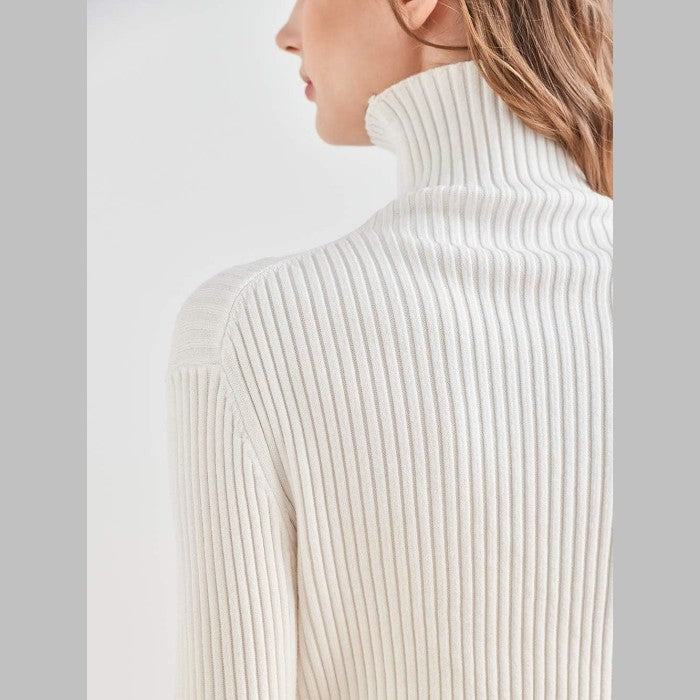 Ribbed Turtleneck Pullover Sweater