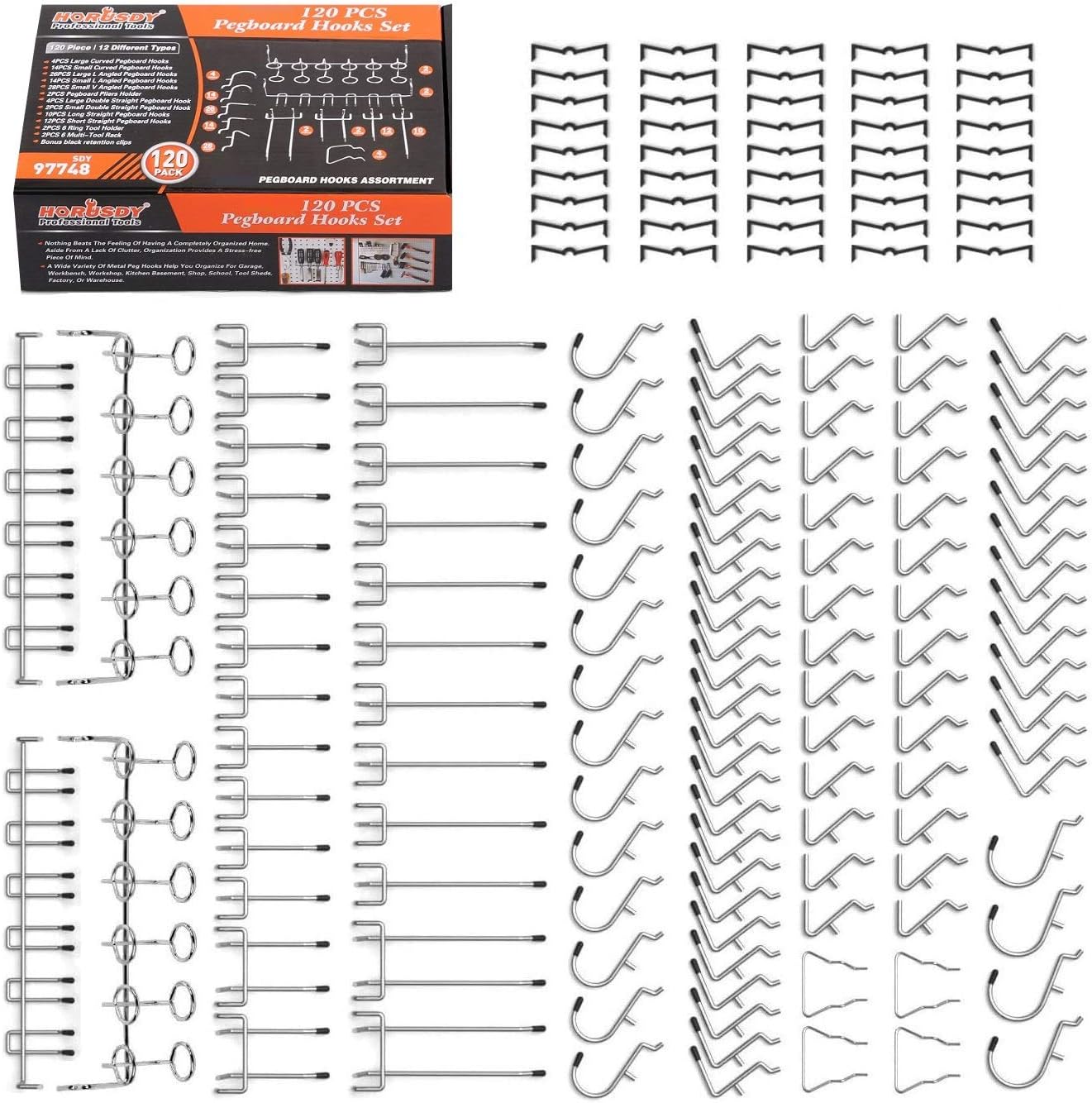 HORUSDY-120PCS Pegboard Hooks Set (SDY97748)