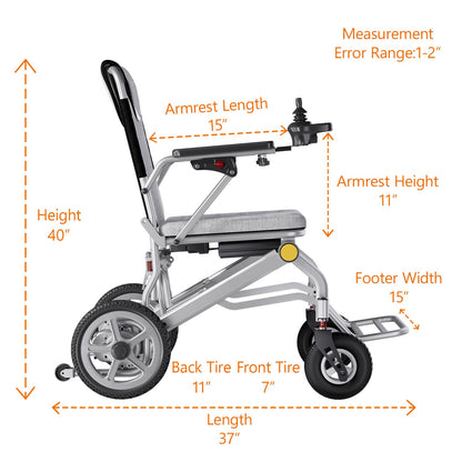 Lightweight Foldable Power Wheelchair with 2 Batteries