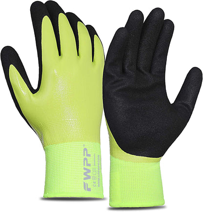 Safety Work Gloves - Double Nitrile Coated Firm Grip (2nd Generation More Wear-resistant), Oil-resistant - Futu With . . .
