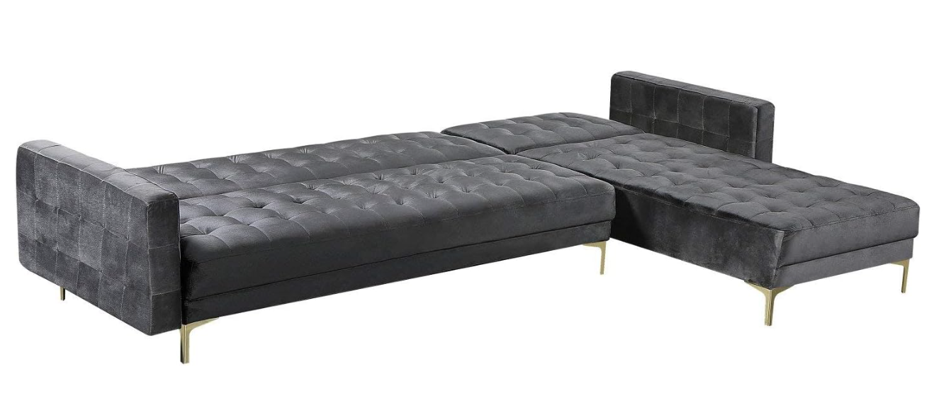  Amanadal Velvet Right Sectional and Chaise,Grey