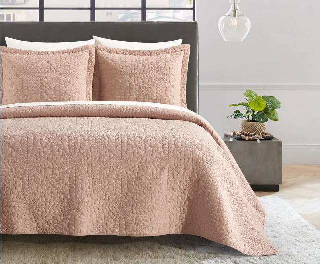 BLUSH 3 Piece Cotton Quilt Set QUEEN SIZE