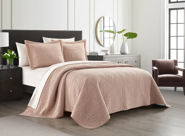 BLUSH 3 Piece Cotton Quilt Set QUEEN SIZE