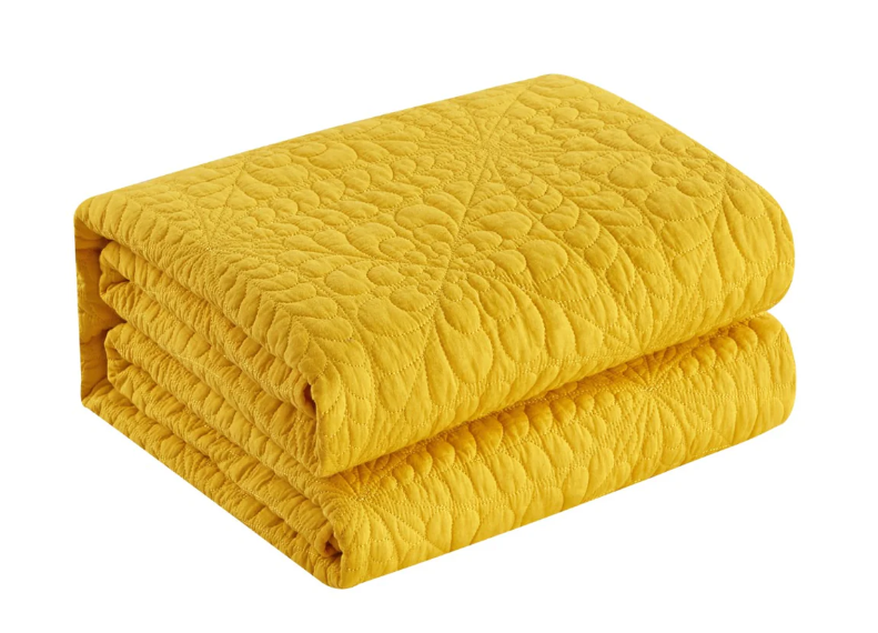 YELLOW 3 Piece Cotton Quilt Set QUEEN SIZE