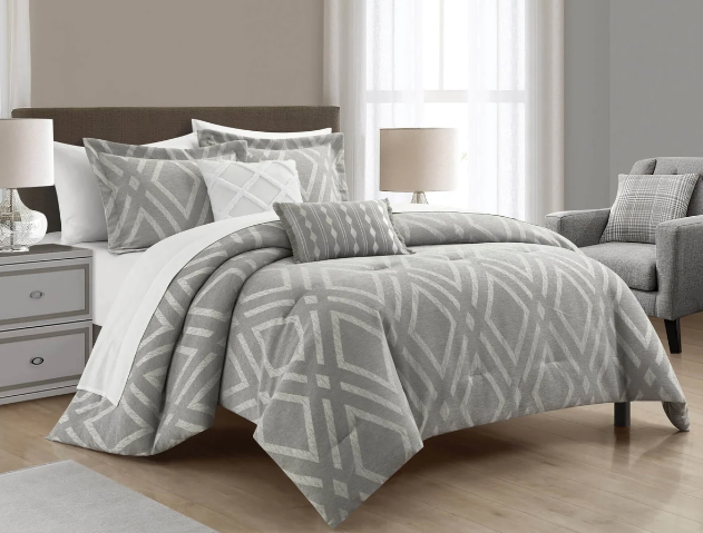 Priam King 9 Piece Chenille Jacquard Comforter Set